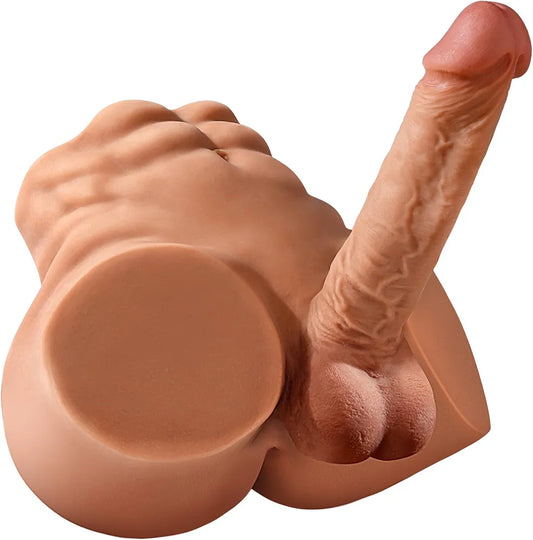 Isskis 6.8LB Male Torso Sex Doll with 7.08in Dildo for Unisex Masturbation and Anal Play