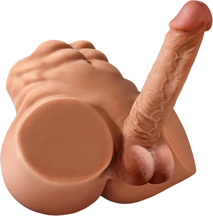 Isskis 6.8LB Male Torso Sex Doll with 7.08in Dildo for Unisex Masturbation and Anal Play