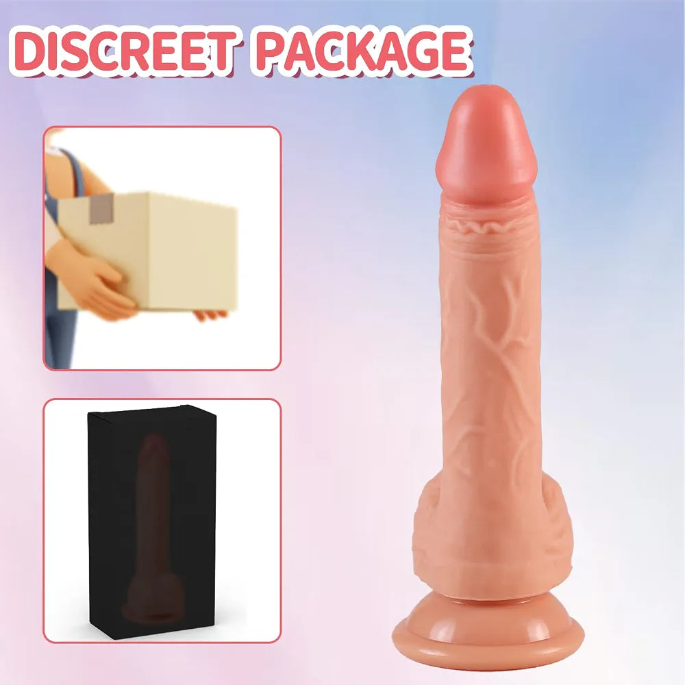 6.3-Inch Realistic Slim Silicone Dildo for Beginners with Strong Suction Cup