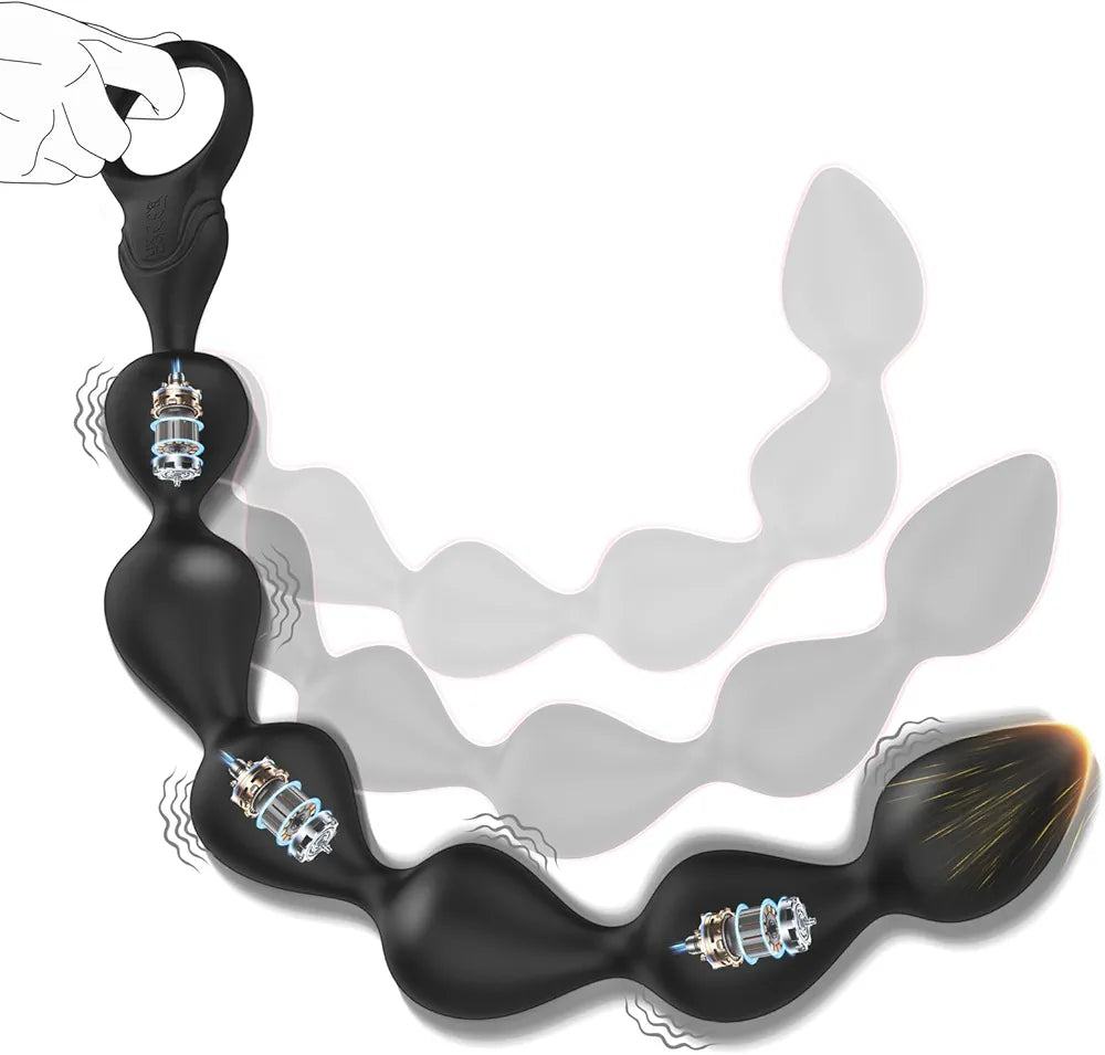 Rechargeable 14.4-Inch Flexible Silicone Vibrating Anal Beads and Prostate Massager with 10 Vibration Modes