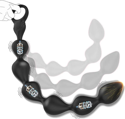 Rechargeable 14.4-Inch Flexible Silicone Vibrating Anal Beads and Prostate Massager with 10 Vibration Modes