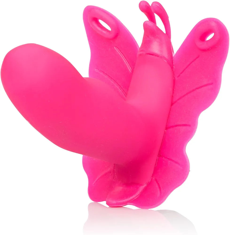 CalExotics Venus Butterfly Silicone Remote-Controlled Hands-Free Strap-On Vibrating Massager for Couples - Pink