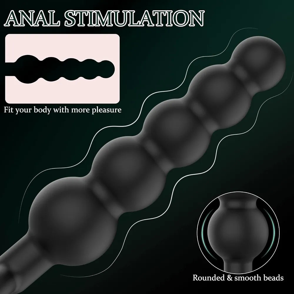 8-Inch Graduated Silicone Anal Beads and Prostate Massager with Pull Ring