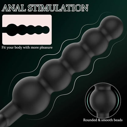 8-Inch Graduated Silicone Anal Beads and Prostate Massager with Pull Ring