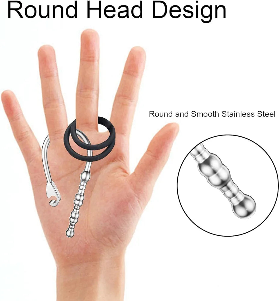 Stainless Steel Urethral Dilator and Penis Plug with Adjustable Cock Ring for Men
