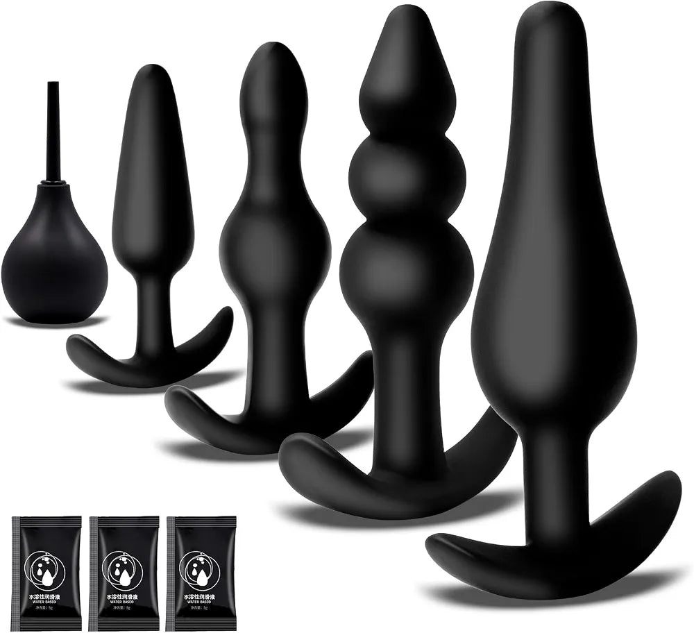 5-Piece Graduated Silicone Anal Training Plug Set for Beginners and Advanced Users