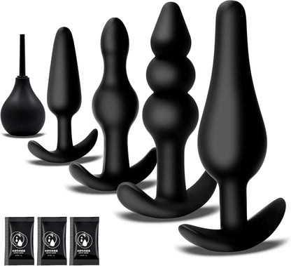 5-Piece Graduated Silicone Anal Training Plug Set for Beginners and Advanced Users