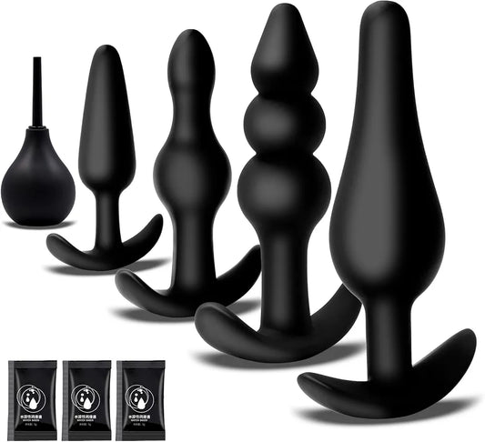 5-Piece Graduated Silicone Anal Training Plug Set for Beginners and Advanced Users