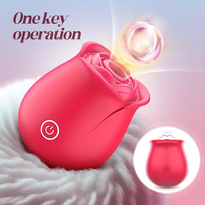 Rose-Shaped 2-in-1 Oral Suction and Clitoral Vibrator with 9 Stimulation Modes