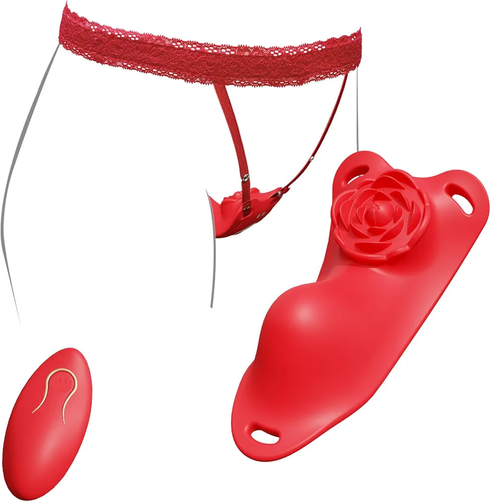 Wearable Remote Control Butterfly Vibrator for Women & Couples - Rose Clitoral Stimulator