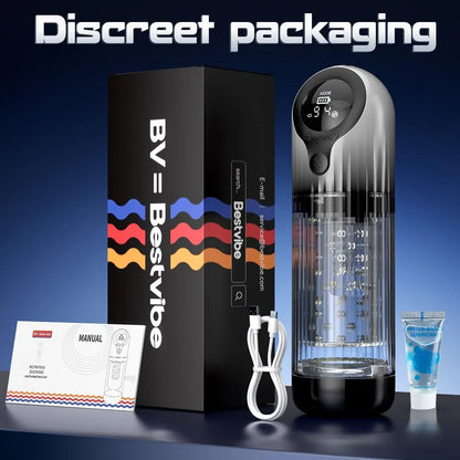 Automatic Rotating & Suction Male Masturbator Cup with LED Display and Textured Sleeve