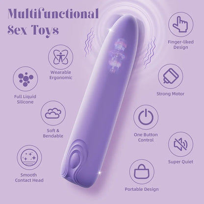 Premium Mini Bullet Vibrator - 9-Speed Waterproof Silicone Finger Wand for Clitoral, G-Spot, and Nipple Stimulation