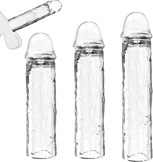 Premium 3-Size Reusable Silicone Penis Sleeve Extender for Enhanced Length and Girth