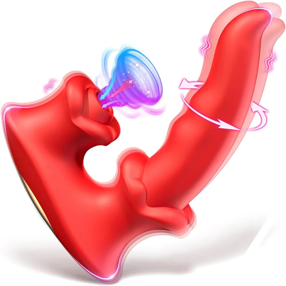 Rose-Shaped Clitoral and G-Spot Suction Vibrator with 30 Stimulation Modes for Couples
