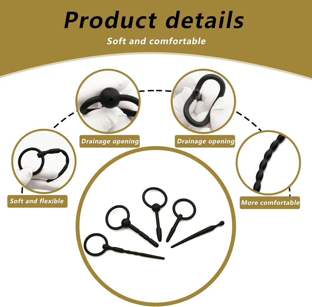 8-Piece Silicone Urethral Dilator and Penis Plug Set for Male Stimulation