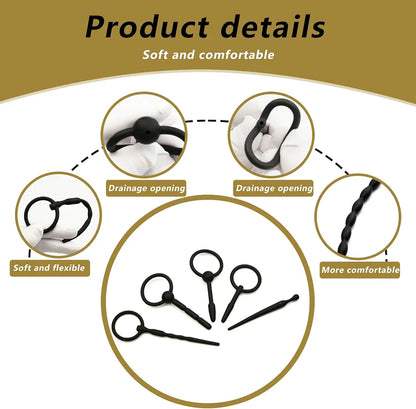 8-Piece Silicone Urethral Dilator and Penis Plug Set for Male Stimulation