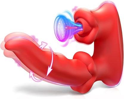 Rose-Shaped Clitoral and G-Spot Suction Vibrator with 30 Stimulation Modes for Couples