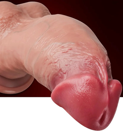 9-Inch Realistic Liquid Silicone Dildo with Suction Cup for G-Spot and Anal Stimulation