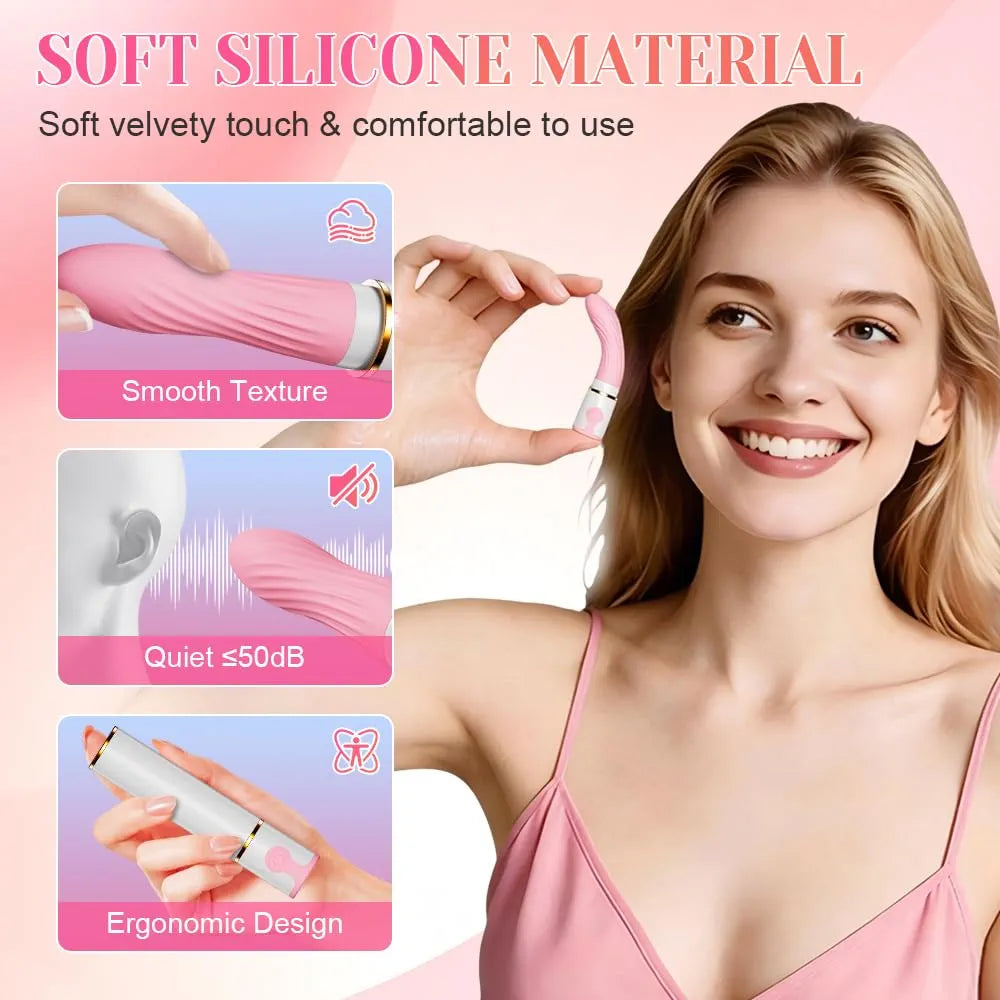 Rechargeable Mini Lipstick Vibrator - 10-Mode Discreet Clitoral and G-Spot Stimulator