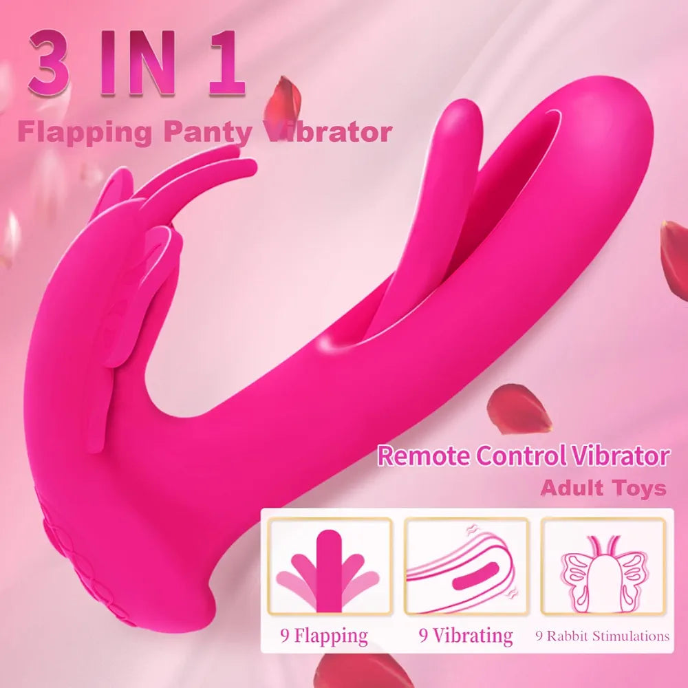 Butterfly Remote-Controlled Wearable G-Spot and Clitoral Vibrator with 9 Flapping and 9 Vibration Modes