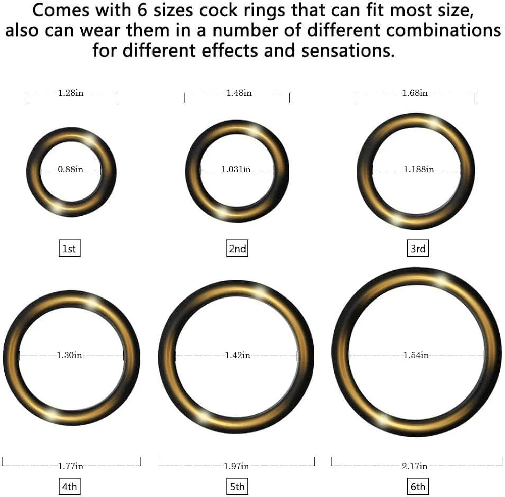 Premium Silicone Penis Ring Set - 6-Piece Flexible Erection Enhancer for Men