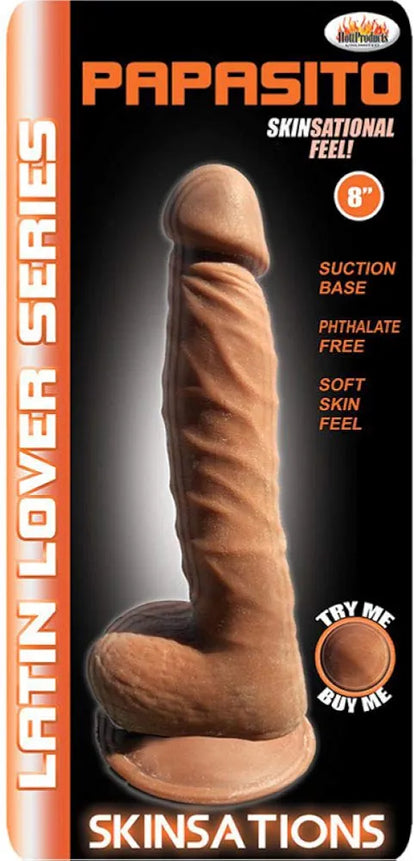 Skinsations 8-Inch Realistic Papasito Dildo with Suction Base - Tan