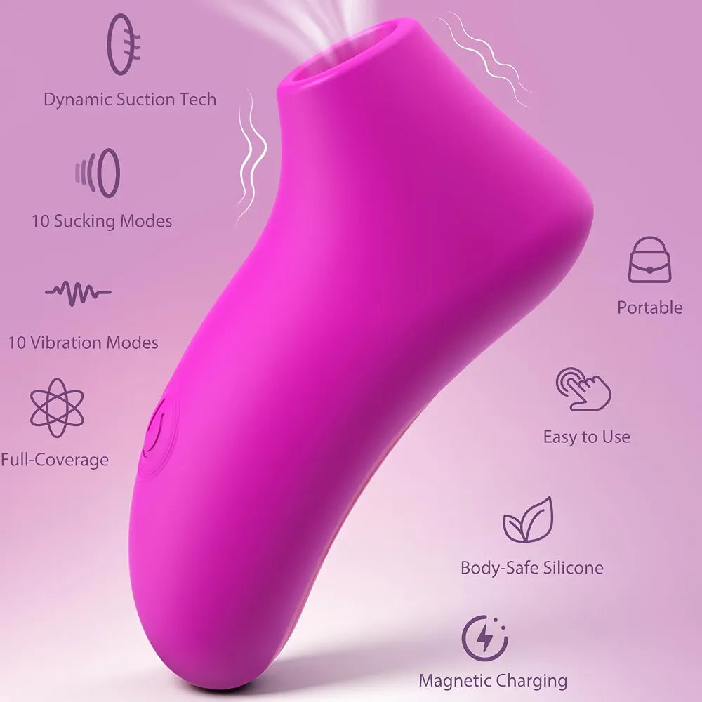 Rose Air-Pulse Clitoral Suction Vibrator with 10 Modes - Waterproof Oral Stimulator