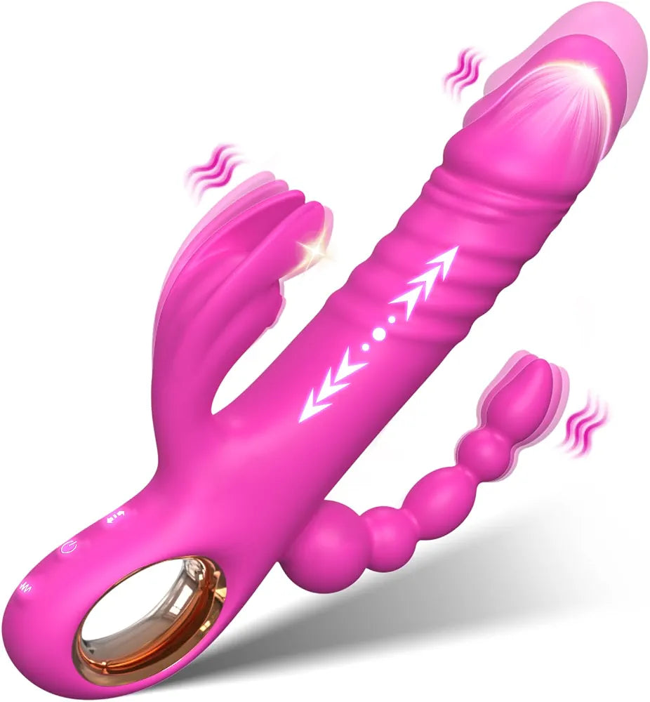 Premium Silicone Rabbit G-Spot Vibrator with 7 Speeds and 7 Vibration Modes - Waterproof and Rechargeable (Rose)