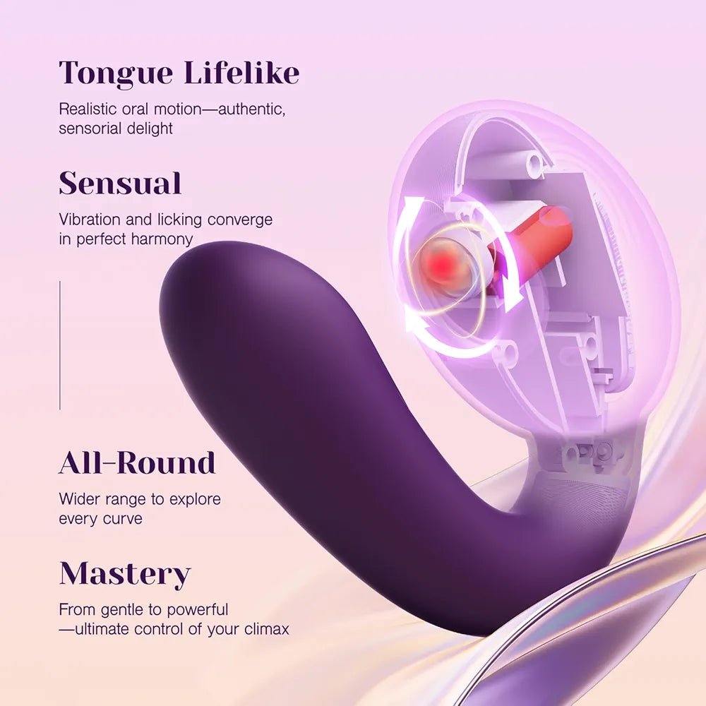 Dual-Action Silicone Vibrator with Rotating Licking and Pulsing Stimulation for Women