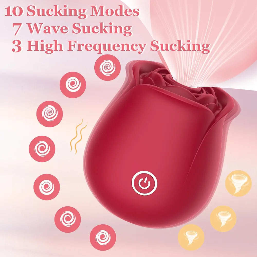 Rose-Shaped Clitoral Suction Vibrator with 10 Stimulation Modes and Magnetic Charging