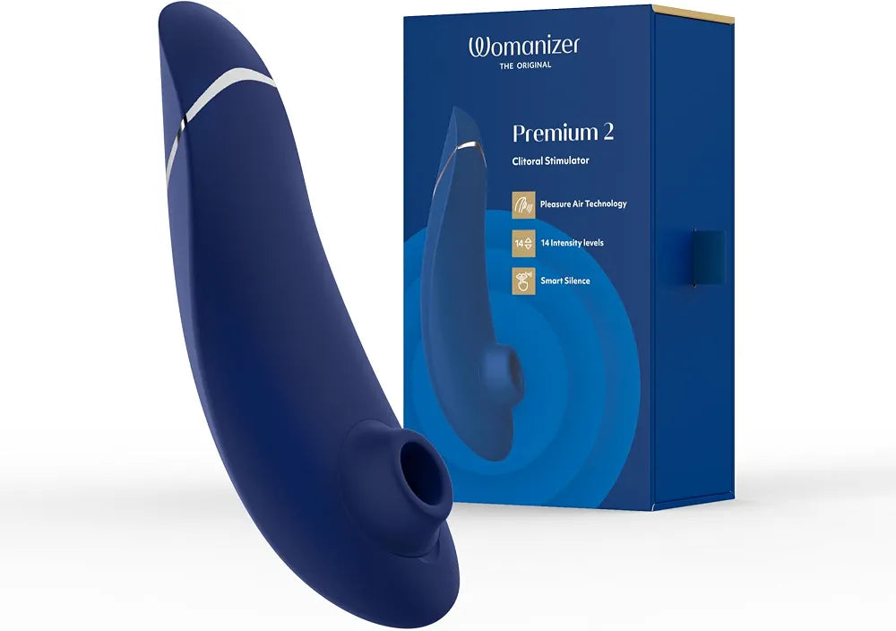 Womanizer Premium 2 Clitoral Suction Vibrator - 14 Intensity Levels, Waterproof