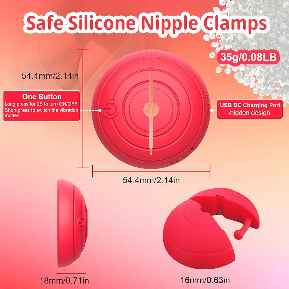 Remote-Controlled Vibrating Nipple Clamps with 10 Modes and 3 Intensity Levels