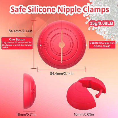 Remote-Controlled Vibrating Nipple Clamps with 10 Modes and 3 Intensity Levels