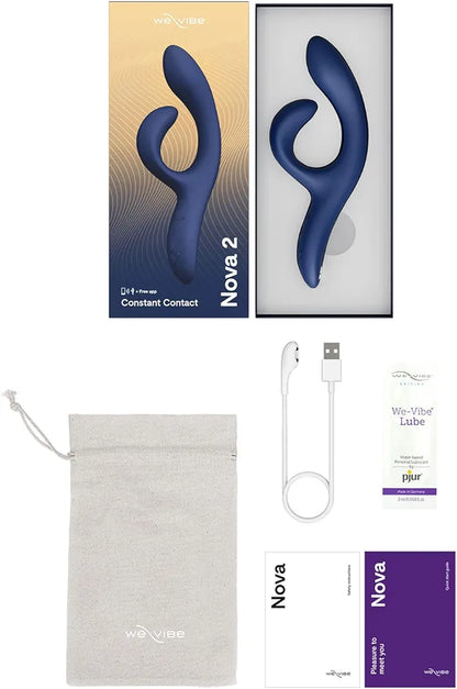 We-Vibe Nova 2 Dual Rabbit Vibrator: App-Controlled G-Spot & Clitoral Stimulator with 10 Vibration Modes - Blue