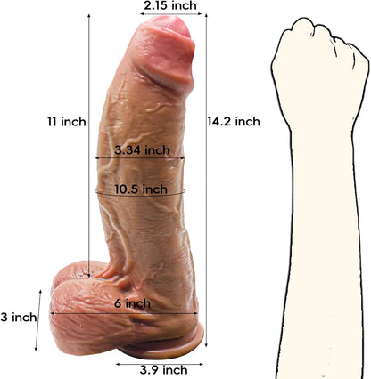 14.4-Inch Realistic Lifelike Dildo with 3.3-Inch Diameter and Strong Suction Cup for Advanced Users