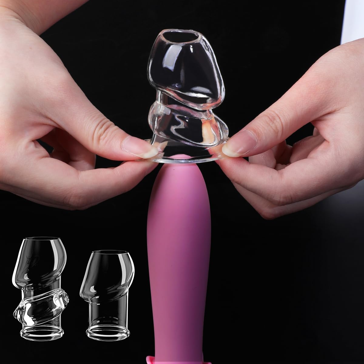 2-Piece Reusable Silicone Penis Extender and Girth Enhancer Sleeve for Men
