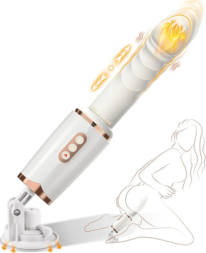 Smart Heating Thrusting Dildo Machine with 7 Vibration Modes and Suction Cup Base for Couples