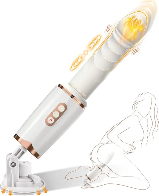 Smart Heating Thrusting Dildo Machine with 7 Vibration Modes and Suction Cup Base for Couples