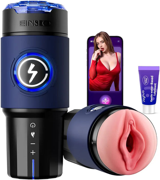 EINSEO AI-Powered App-Controlled Male Masturbator with 360° Heating, 5-Speed Thrusting, and Brushless Motor