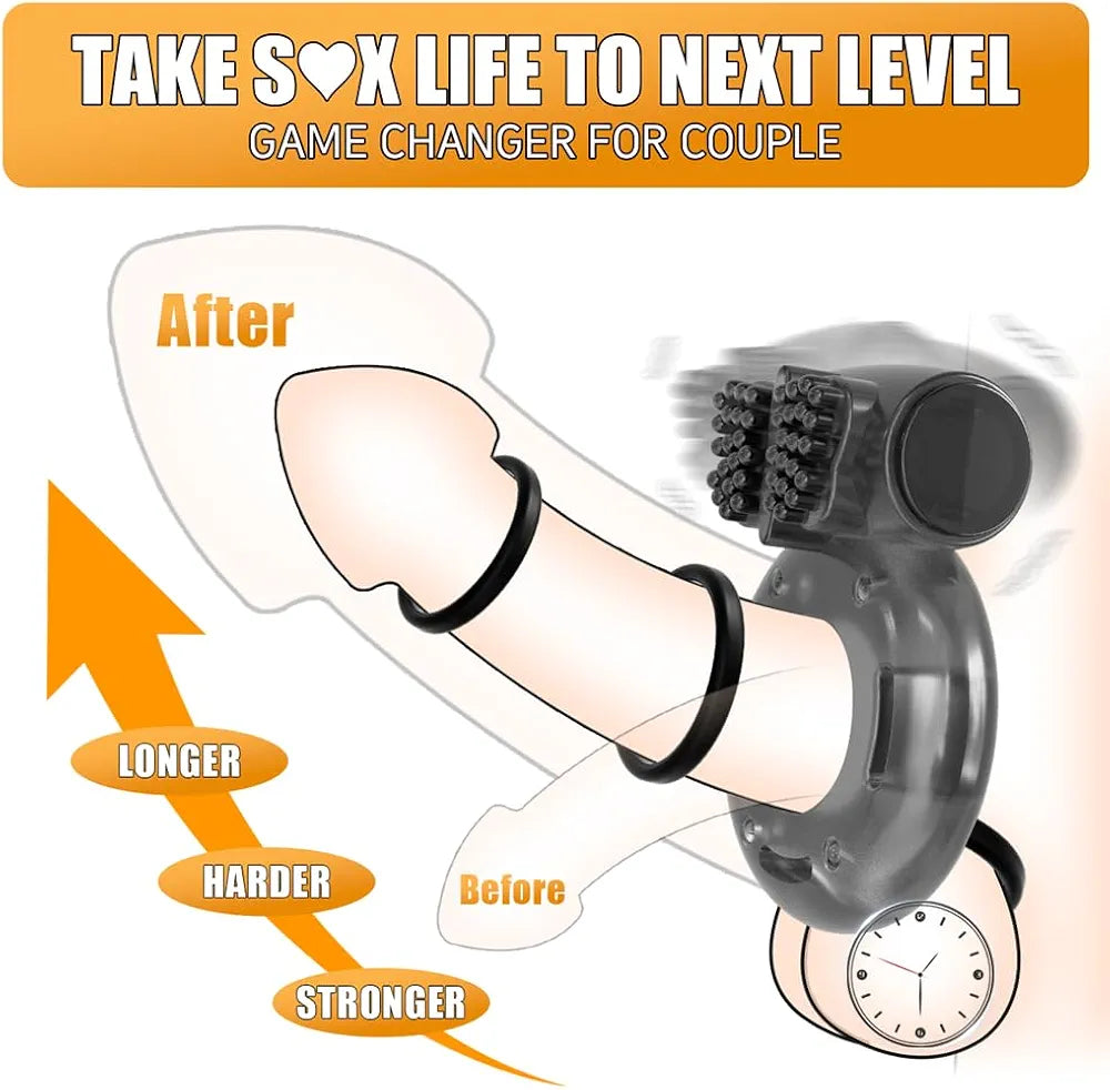 5-Piece Silicone Vibrating Penis Ring Set for Enhanced Performance and Couples Stimulation