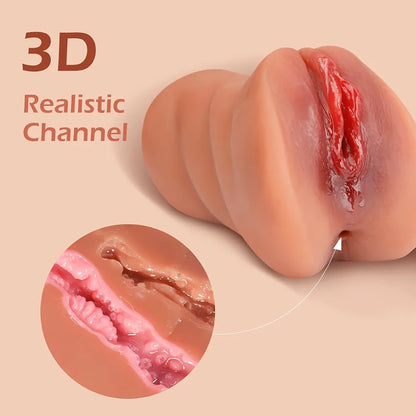 3-in-1 Realistic Male Masturbator with Textured Mouth, Vagina, and Anus