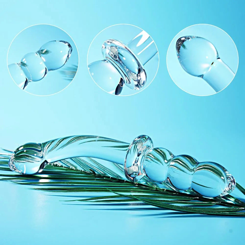Ergonomic Double-Ended Crystal Glass Anal Bead Massager for Beginners