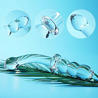 Ergonomic Double-Ended Crystal Glass Anal Bead Massager for Beginners