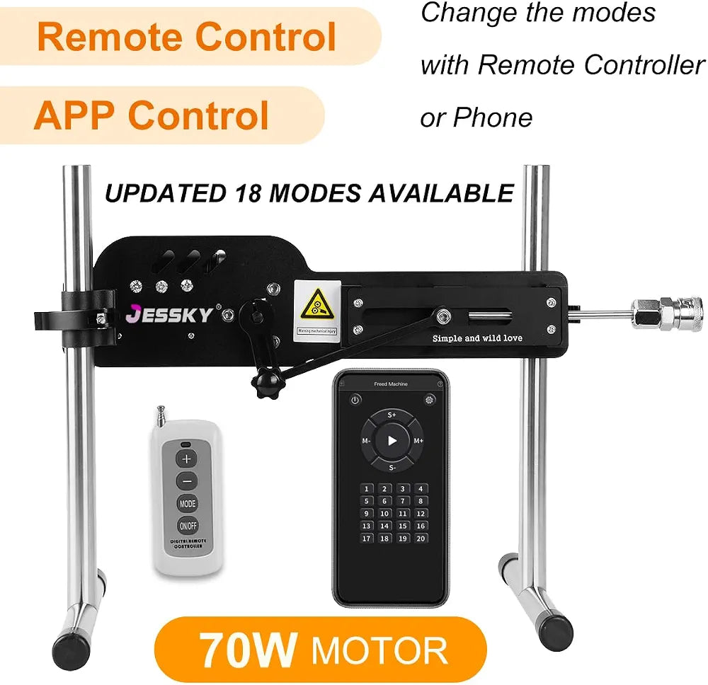 JESSKY Premium Adjustable Sex Machine with 6 Attachments and Suction Cup Base