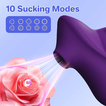 Rose-Shaped Clitoral Suction Stimulator with 10 Vibration Modes for Women