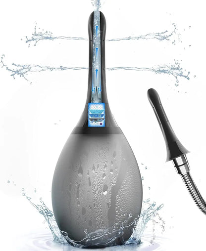 Reusable 7-Spout Anti-Backflow Enema Bulb and Shower Attachment for Colon Cleansing and Personal Hygiene