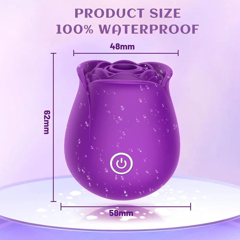Rose-Shaped Clitoral and Nipple Stimulator with 10 Vibration and Suction Modes