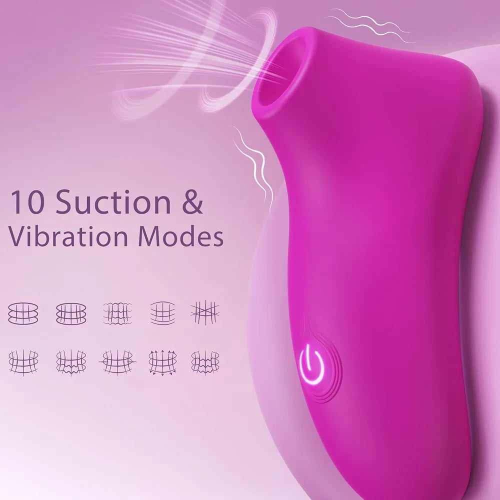 Rose Air-Pulse Clitoral Suction Vibrator with 10 Modes - Waterproof Oral Stimulator