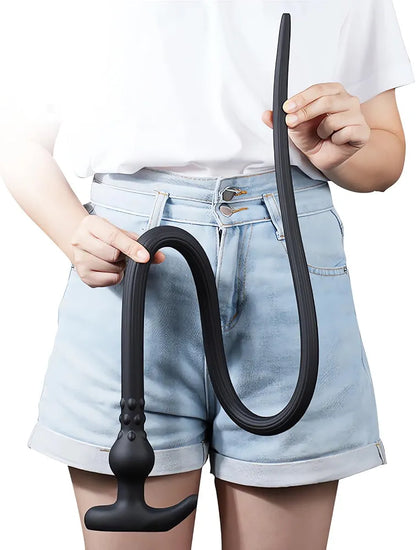 Realistic Flexible Silicone Anal Plug and Enema Douche Kit for Prostate and G-Spot Stimulation