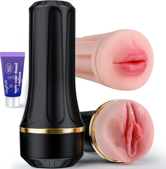 EINSEO Dual-Sleeve Male Masturbator - 7.5in Textured TPE Stroker with Adjustable Suction